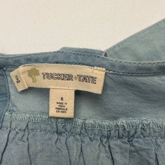 NWT Tucker & Tate Girls Sz. 8 Distressed, Light Blue, Tiered Denim Fabric Top. - Picture 12 of 12